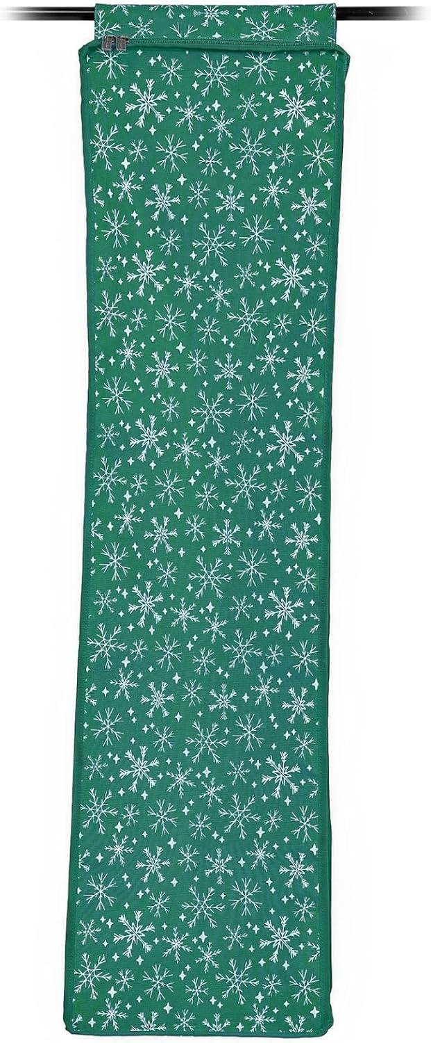 covermates hanging gift wrap storage bag, green snowflake, main product view