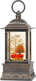 Fall Snow Globe Decorations, Glitter Red Truck Lantern with 6H Timer, USB/Battery Powered Lighted Décor for Home, Tabletop, Gift Box