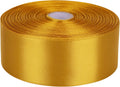 1-1/2 inch Golden Satin Ribbon 50 Yards Solid Fabric Ribbons Roll for Wedding Invitations, Bridal Bouquets, Sewing, Party Decorations, Gift Wrapping and More