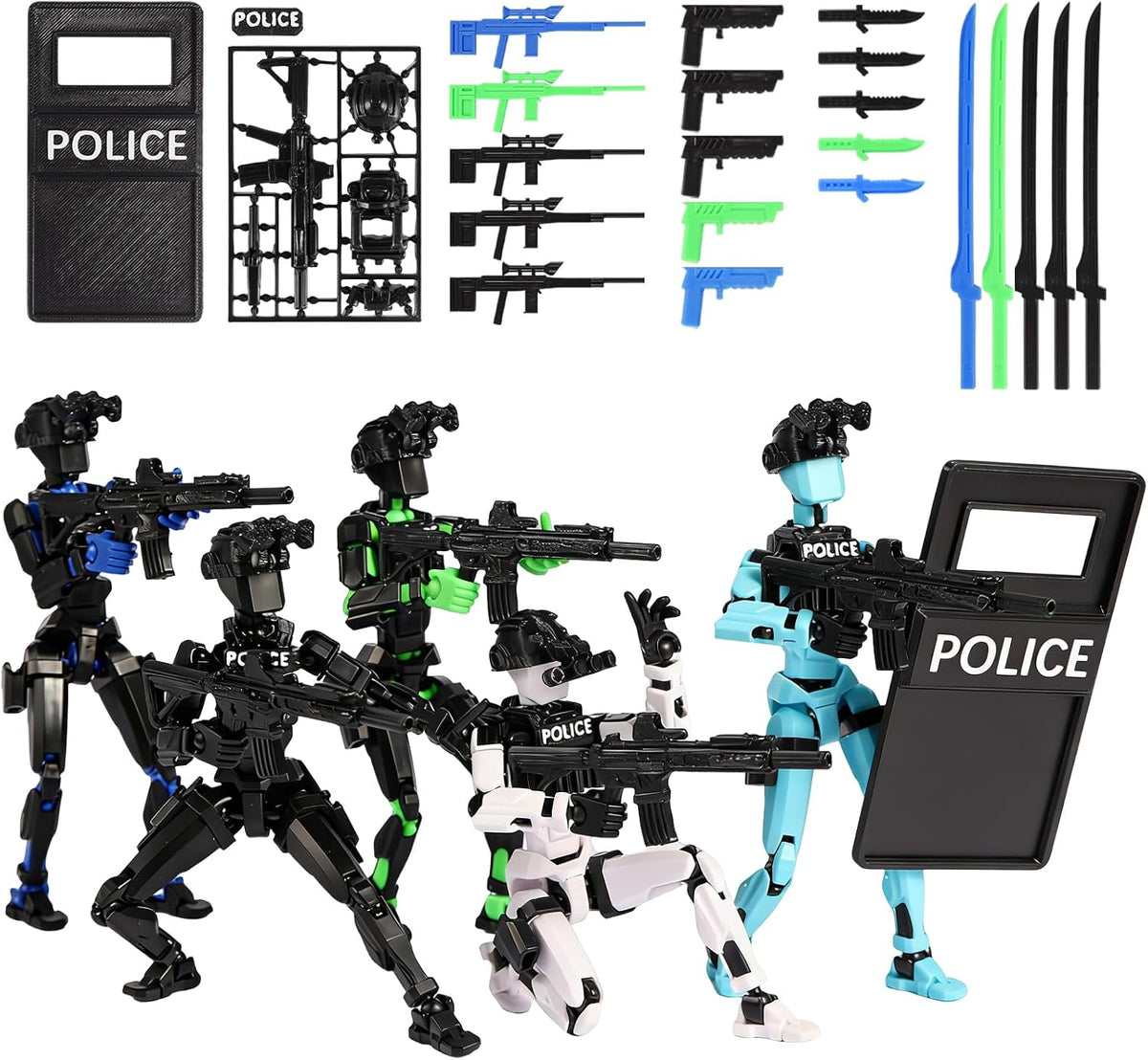 3d printed dummy 13 police shield action figure, main product view