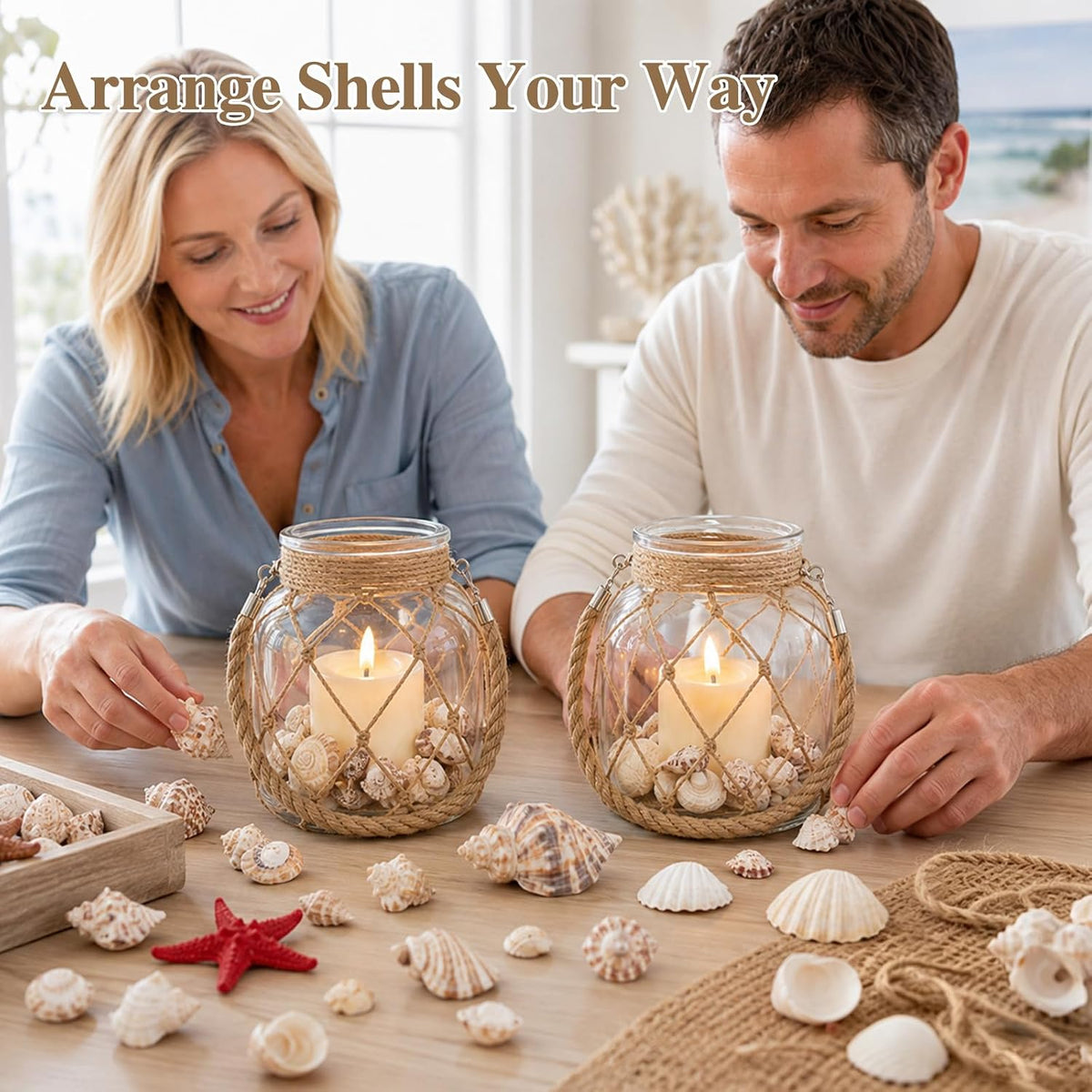 2 set of nautical candle lanterns, clear glass, front angle view