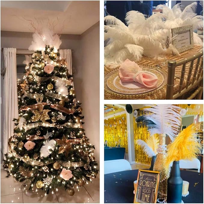 Ballinger Large White Ostrich Feathers - 24Pcs 12-14inch Large Feathers for Vase,Party Centerpieces,Wedding and Home Decor