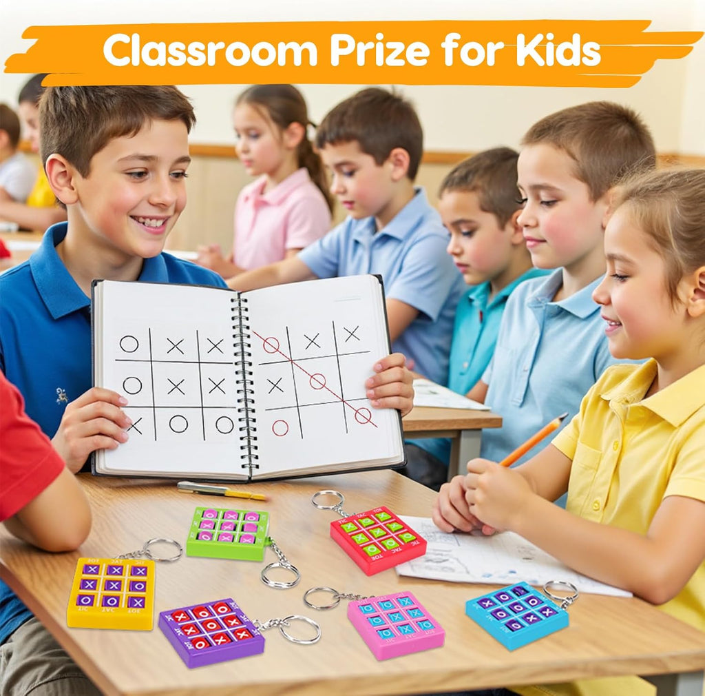 24PCS Tic Tac Toe Game Birthday Party Favors Goodie Bags Stuffers for Kids 3-5 4-8 8-12 Classroom Treasure Chest Carnival Prize Box Toys Bulk Keychain Pinata Filler Back to School Student Return Gifts