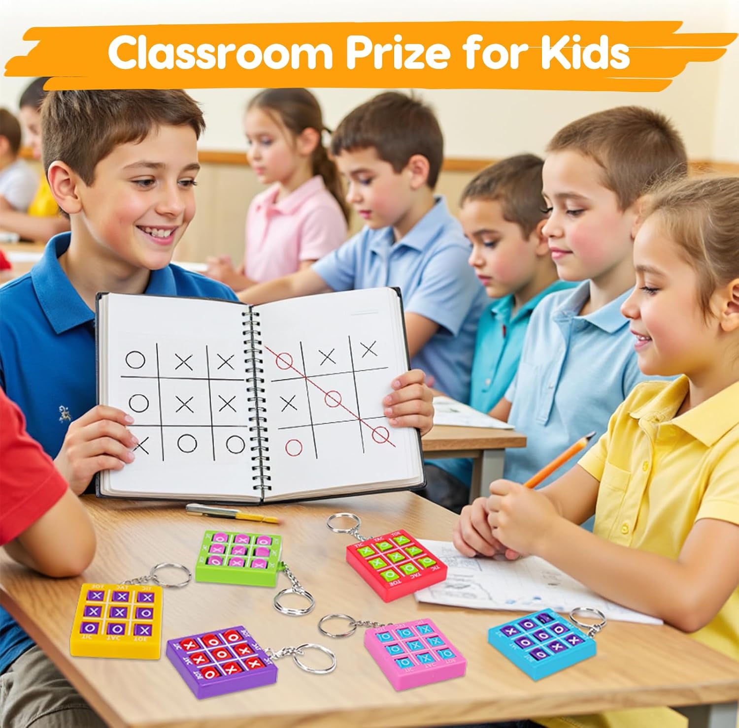 24PCS Tic Tac Toe Game Birthday Party Favors Goodie Bags Stuffers for Kids 3-5 4-8 8-12 Classroom Treasure Chest Carnival Prize Box Toys Bulk Keychain Pinata Filler Back to School Student Return Gifts