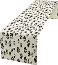 Dog Paws Table Runner,Cartoon Cute Black White Animal Footprints Abstract Tablecloth Burlap for Hotel Indoors Outdoor Dining Room Kitchen Home Decor,W13X L60 in