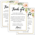 Floral Wedding Thank You Place Setting Cards, Wedding Favors for Guests, Print to Add to Your Table Centerpieces and Decorations, 4 x 6 Inch, Pack of 50