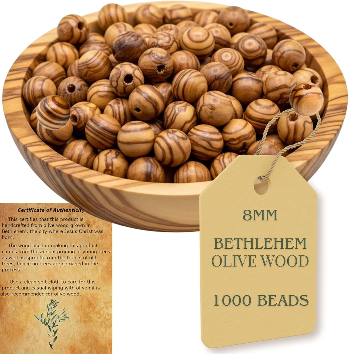 holy land market olive wood beads 8mm 1000, main product view