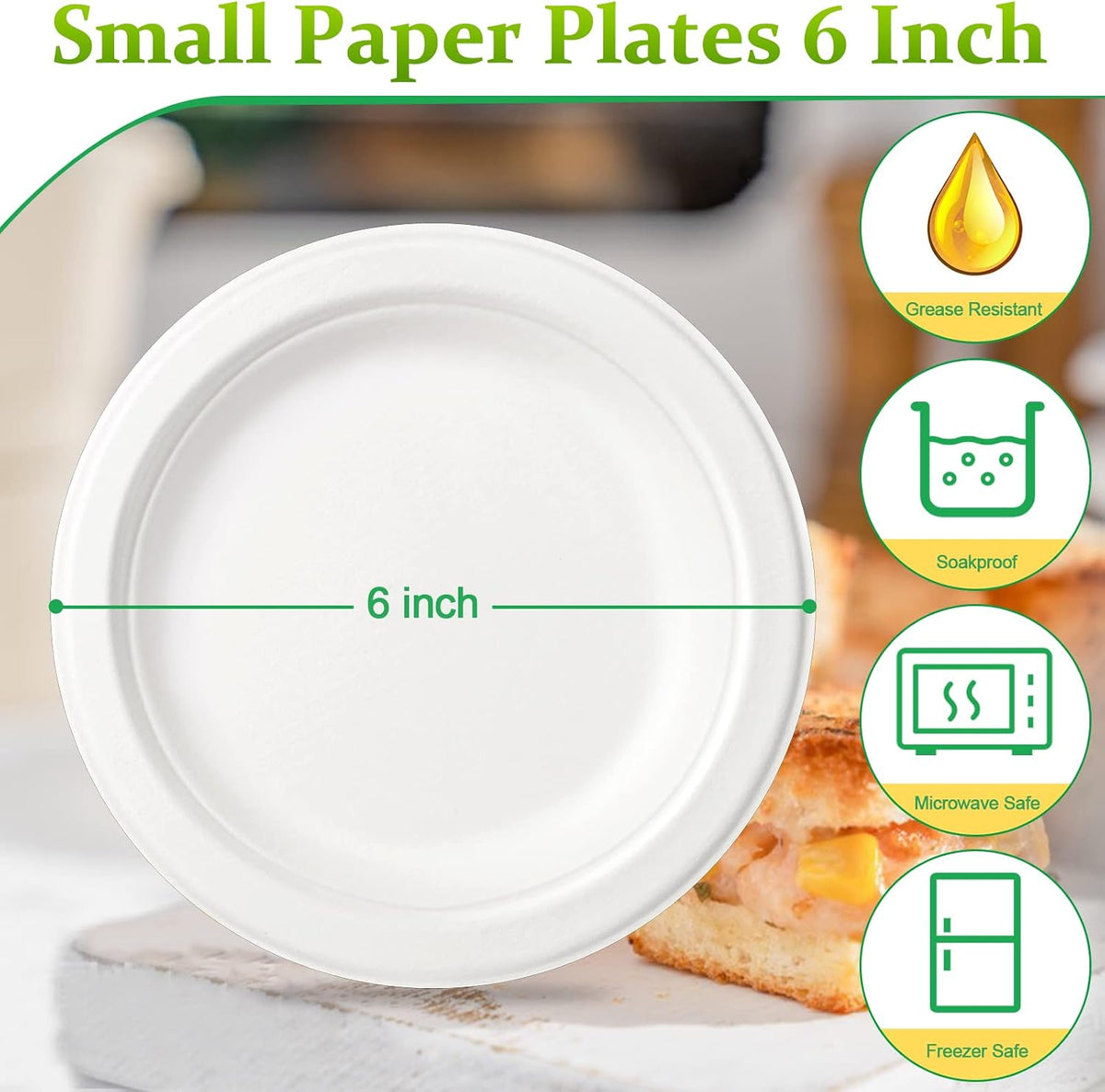 300 Pack 6 inch Paper Plates, Small Paper Plates Bulk, White