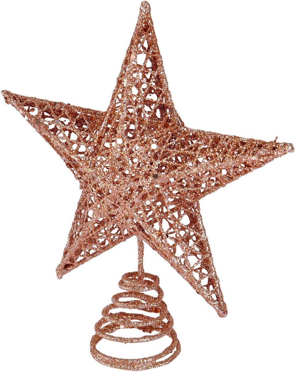 BinaryABC Christmas Tree Topper Star,Glittering Christmas Tree Decoration Ornaments,20cm (Rose Gold)