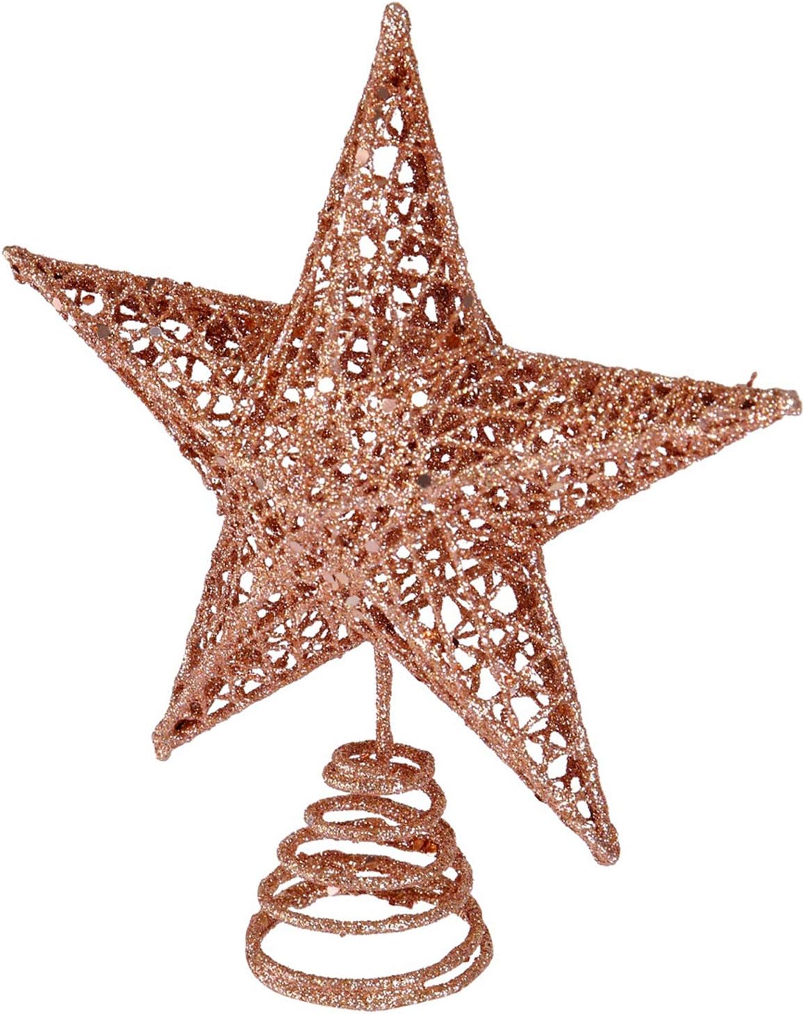 BinaryABC Christmas Tree Topper Star,Glittering Christmas Tree Decoration Ornaments,20cm (Rose Gold)