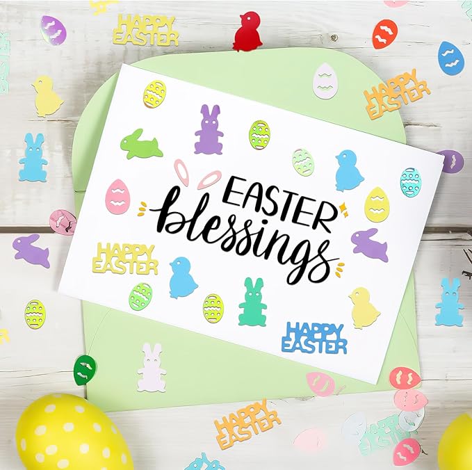 MARFOREVER Easter Confetti, Bunny Egg Rabbit Chicken Glitter Table Decorations Easter Party Scatter Metallic Foil Table Confetti Sprinkles for Happy Spring Party Supplies Decor