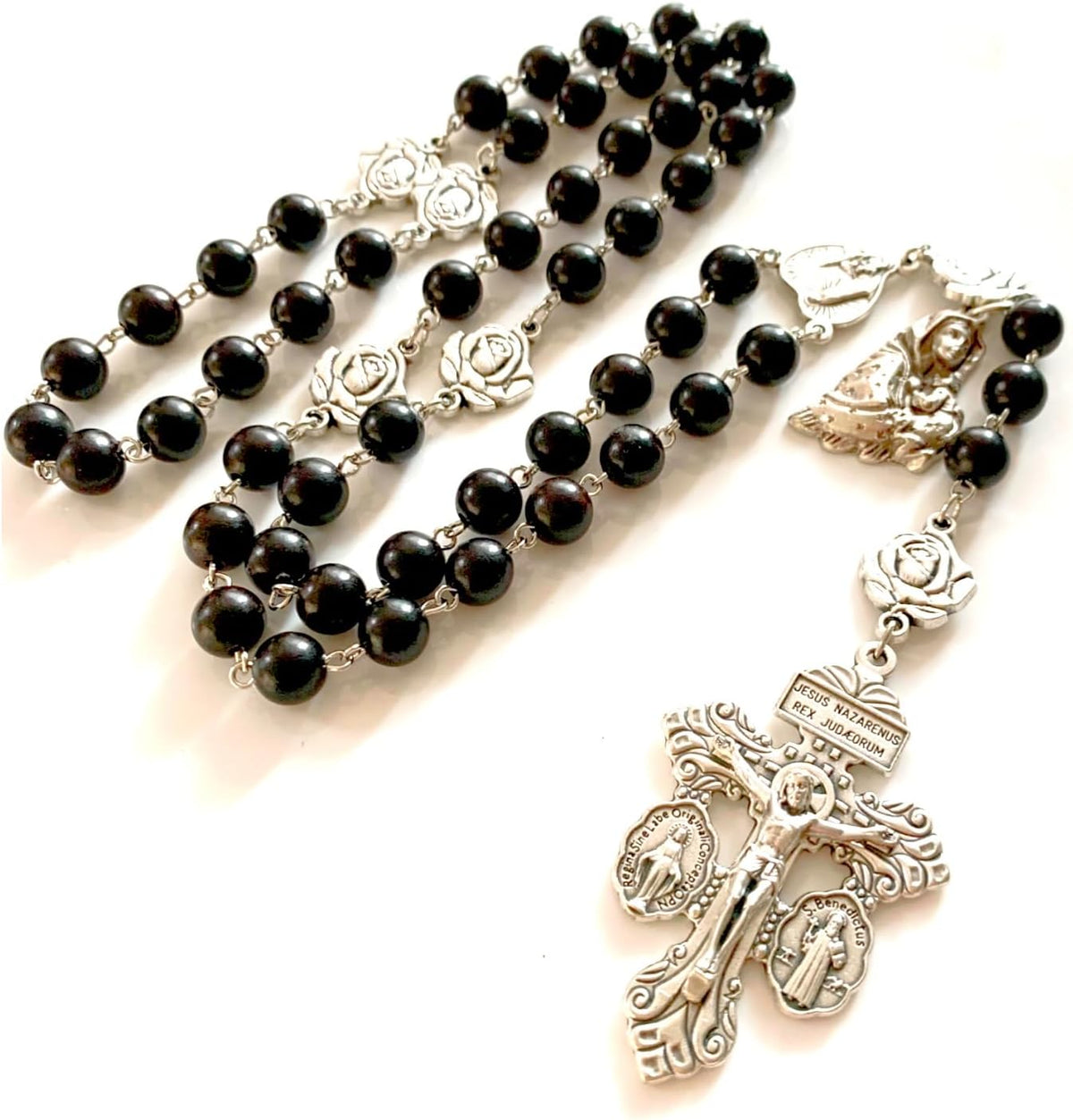 elegantmedical handmade black ebony beads our lady of, main product view