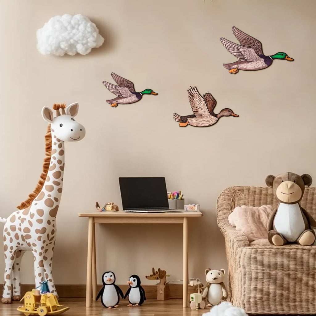 Lumncomfor 3PCS Wooden Mallard Duck Hunting Wall Decor Larger Ducks