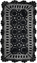 Phantomon Lace Table Runner Rectangular Table Cover Cloth Handmade Crochet Floral Placemats 100% Cotton (Floral Black, 15x28Inch)