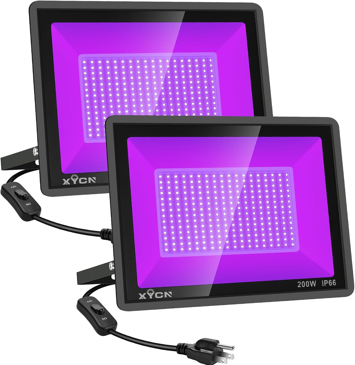 XYCN 2 Pack 200W LED Black Lights Outdoor, Flood Light with Plug, 395nm to 41...