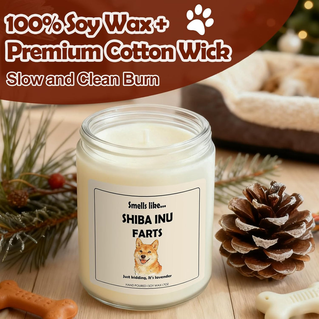 Shiba Inu Gifts & Decor, Shiba Inu Gifts for Women, Dog Farts Candle | Lavender Scent, Handcrafted with Natural Soy Wax