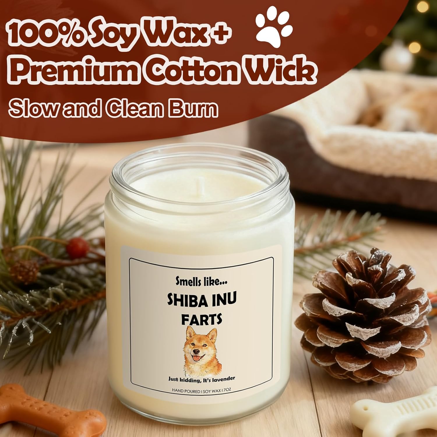 Shiba Inu Gifts & Decor, Shiba Inu Gifts for Women, Dog Farts Candle | Lavender Scent, Handcrafted with Natural Soy Wax
