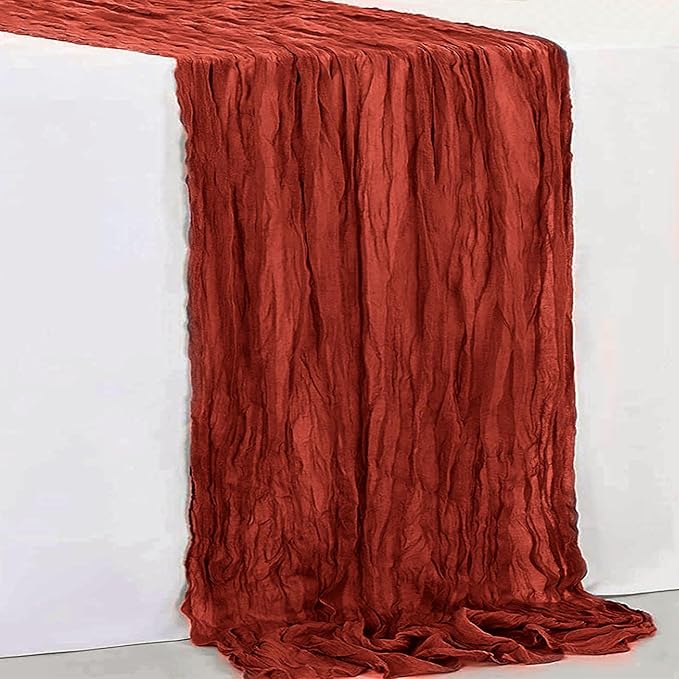 6 Pack Terracotta Cheesecloth Table Runner 35x120 Inch 10Ft Rustic Gauze Cheese Cloth Thanksgiving Table Runner Sheer Cheesecloth Table Runners for Wedding Party Bridal Shower Decoration
