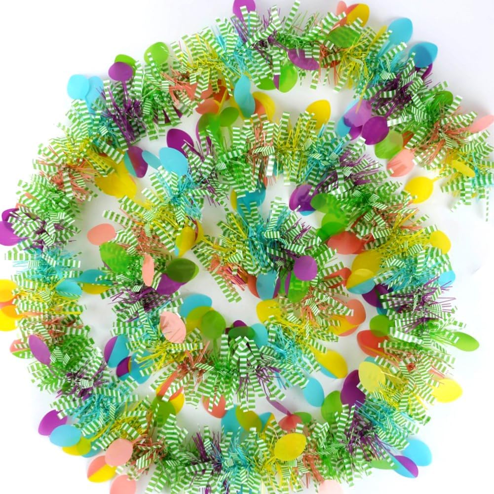33 Feet Easter Tinsel Garland, Colorful Egg Tinsel Garland Shiny Hanging Metallic Glitter Spring Garland for Easter Party Door Tree Garlands Decorations(1Pcs)