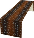 Deer Skin Table Runner Brown Fur Runner Black White Elk Deer Print Fur Western Print Cotton Linen Cottage Dinner Table Runners for Dining Room Kitchen Table Setting, 13x60 Inch