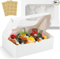 White Cupcake Boxes Holds 6 Standard Cupcake Container,50 Packs,Pastry and Bakery,9.4x6.1x3.14Inches Cookie Boxes with Window and Six Treat Holder for Birthday Holiday Party Bakery
