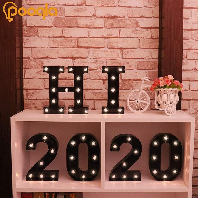 LED Illuminated Letter Marquee Signs - Alphabet Letters Lights for Wedding Birthday Party Christmas Night Light Lamp Home Bar Decoration (S - Black)