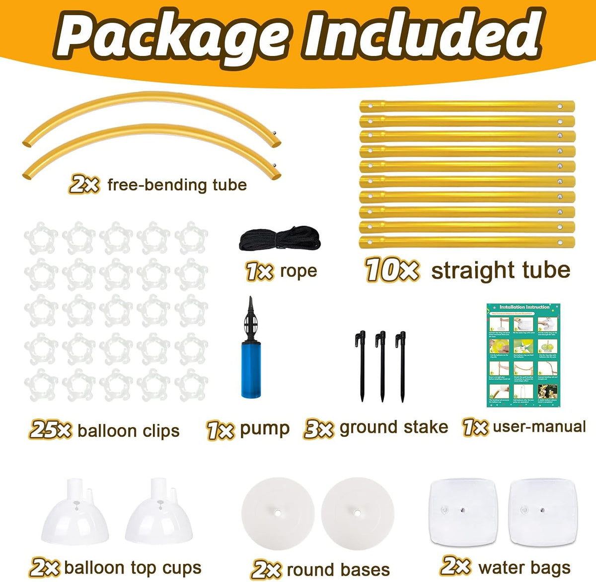 8.2ft & 6ft balloon arch kit, half arch, close-up detail