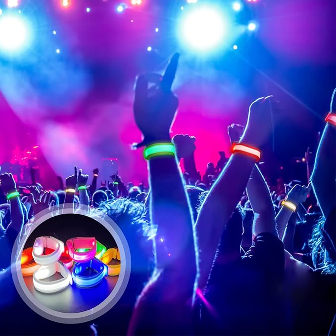 M.best 16pcs LED Light Up Bracelets Glow Flashing Wristbands Glow in The Dark Party Supplies for Wedding, Raves, Concert, Camping,Sporting Events, Party