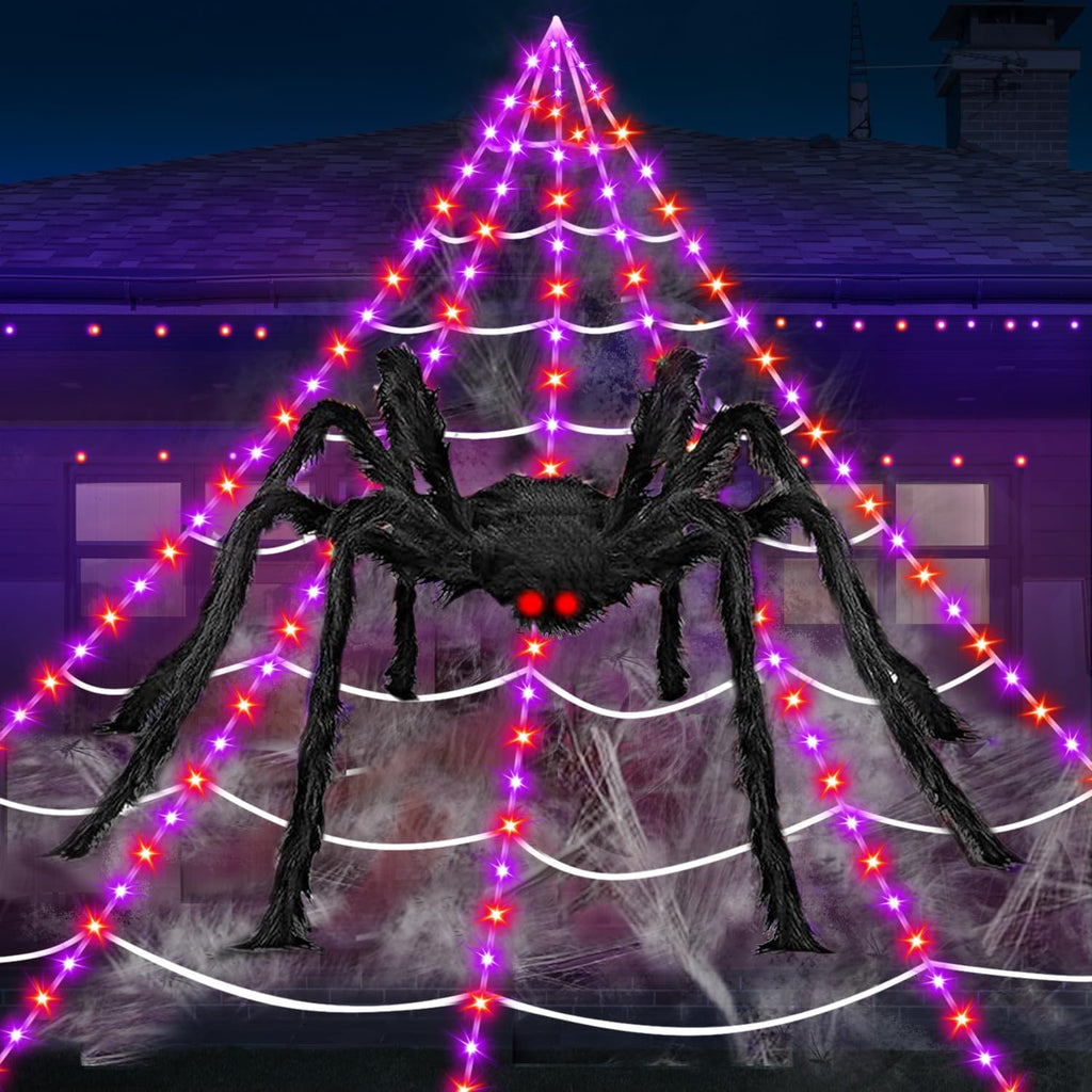 halloween decorations outdoor spider web lights, 23ft 350, main product view