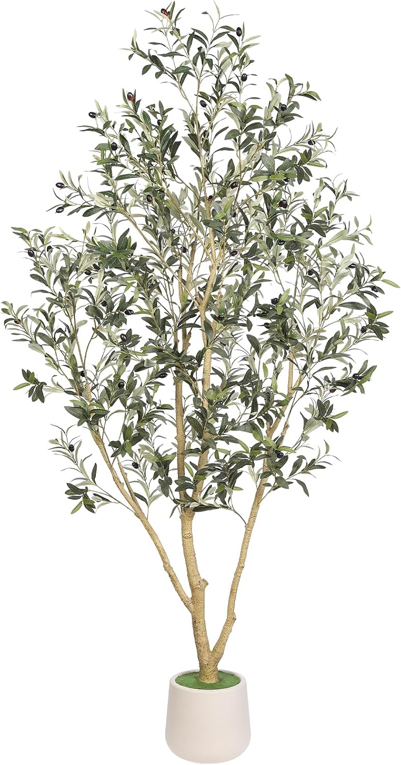 7ft artificial olive tree indoor with elegant white, main product view