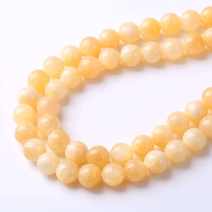 Rice Topaz Stone Beads Gemstone Round Crystal Energy Jade Beads Stone Beads for Jewelry Making DIY Bracelet Necklace Jewelry Making 1 Strand 15.5inch 45PCS 8MM