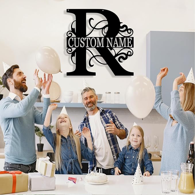 Custom Metal Name Sign, Personalized Family Last Name Signs for Home, Split Letter Monogram Wall Art Decor, Customized Metal Signs for Outdoor, Personalized Wedding Housewarming Gift