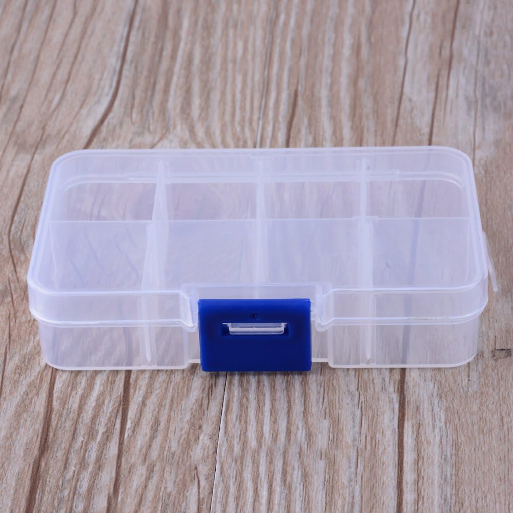 2Pcs Transparent Plastic Beads Storage Containers, Clear Rectangle Jewelry Organizer Box with 10 Compartments, Handmade Nail Art Gift Packing for Christmas Halloween Wedding Party, 4.25x2.76x0.91inch