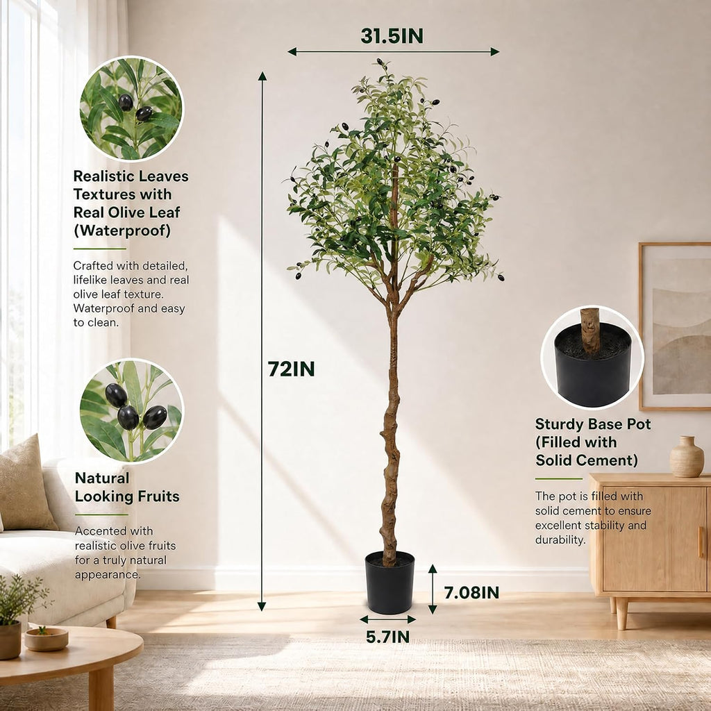 6ft artificial olive trees indoor large faux olive showing dimensions
