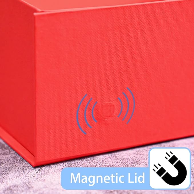 LIFELUM Christmas Gift Boxes 2 Pack 13.85 x 8.35 x 4.45 inch Large Gift Boxes with Magnetic Lids for Presents Red Gift Boxes Valentine's Gift Box Contains Card, Ribbon, Shredded Paper Filler