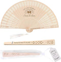 100 PCS Custom Fans Personalized Folding Fans for Line Dancing Wooden Hand Fan Wedding Favors Bulk Fans for Guests Party Event Use (Style13)