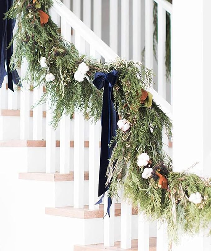 Navy Blue Velvet Ribbon 1'' 25 Yards for Christmas Tree, Gift Wrapping, Flower Bouquet, Wreath Decorations, Bow Making