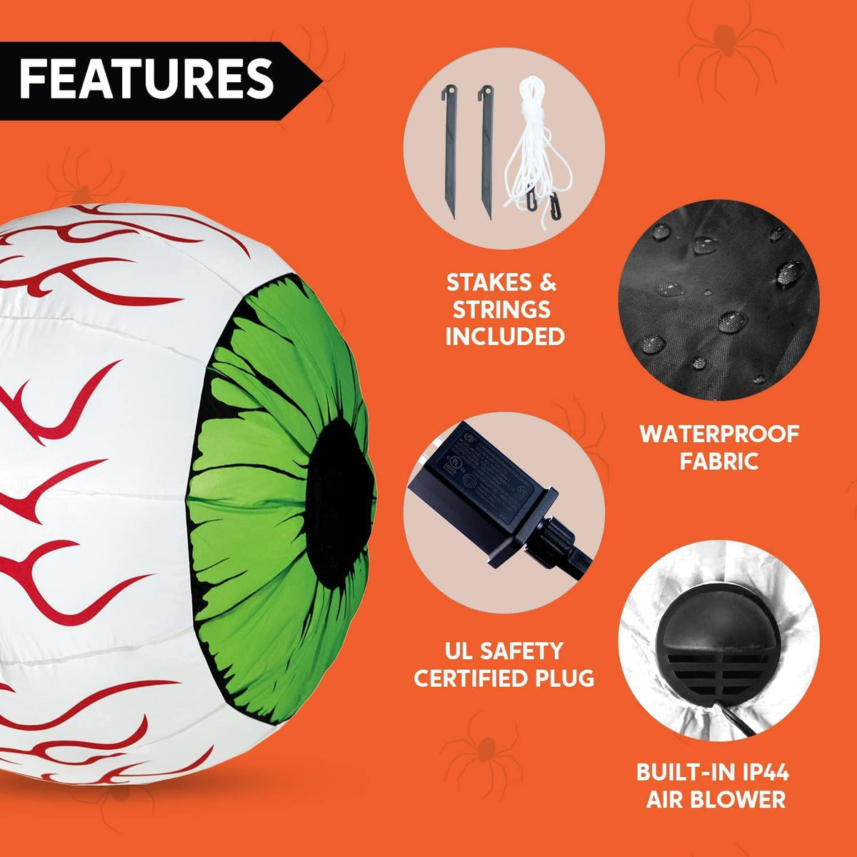 Joiedomi 2 Pack Halloween Inflatables Large Set of Eyes Decoration Blow Ups G...