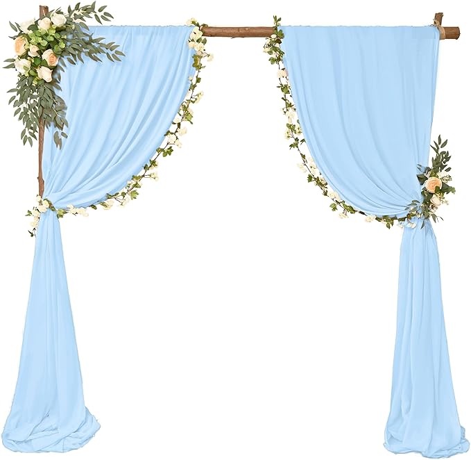 6 Panels Wedding Arch Drapery Baby Blue 28"x20Ft Wedding Arch Draping Fabric Chiffon Fabric Drape Sheer Backdrop Curtain for Weddings Party Swag Ceremony Birthday Arbor Drapery Reception Ceiling Décor