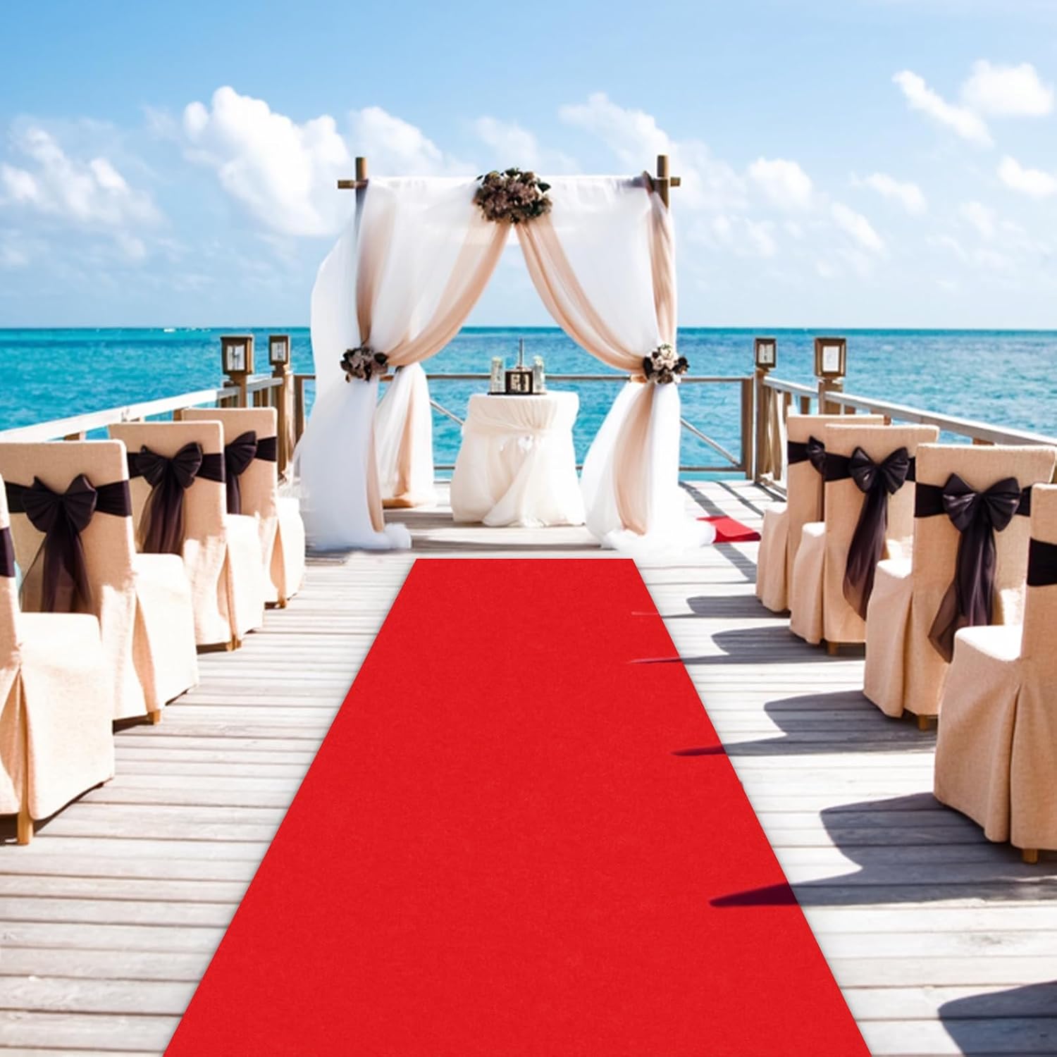Red Carpet Runner for Party 100 GSM Felt Non-Woven Fabric Runway Carpet for Event, Aisle Runner for Wedding Ceremony Hollywood, Movie Theme Rug Party Decor (Red, 2 X 15 Ft)