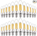FLSNT 60W Equivalent LED Chandelier Light Bulbs, Dimmable LED B11 E12 Candelabra Base Bulbs, 3000K Warm White, 500LM, 24 Pack