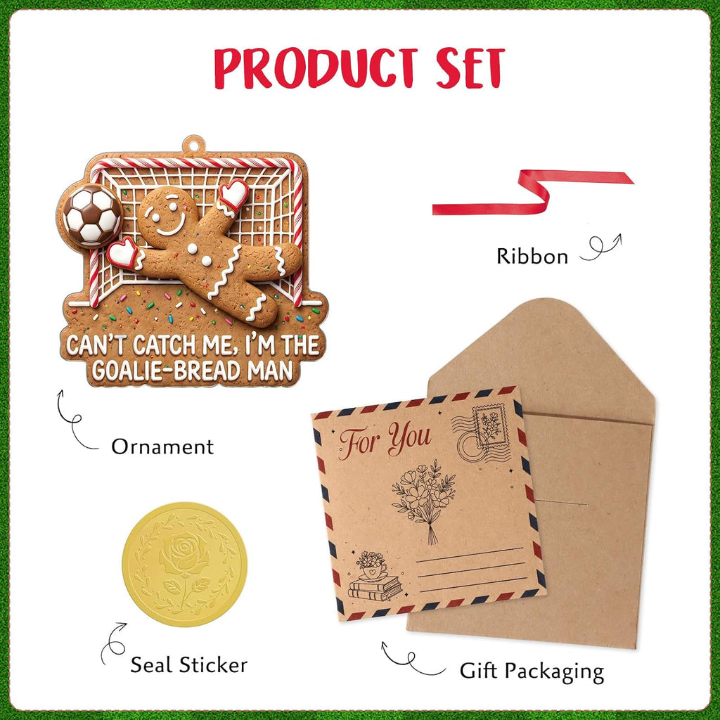 WaaHome Funny Meme Gingerbread Man Soccer Christmas Ornaments 2026 - World Soccer Gag Gifts for Football Players Fans Boys Men Dad Brother Girls Women Kids, Acrylic Soccer Cup Party Decorations