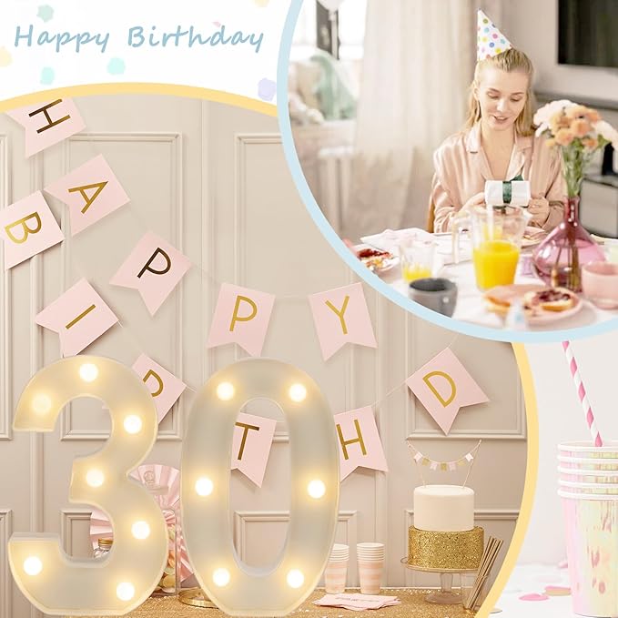 Decorative Led Light Up Numbers, 30th Birthday Decorations, Warm White Led Numbers Lights, Lighted Marquee Number Sign for Sweet 30th Party Decor