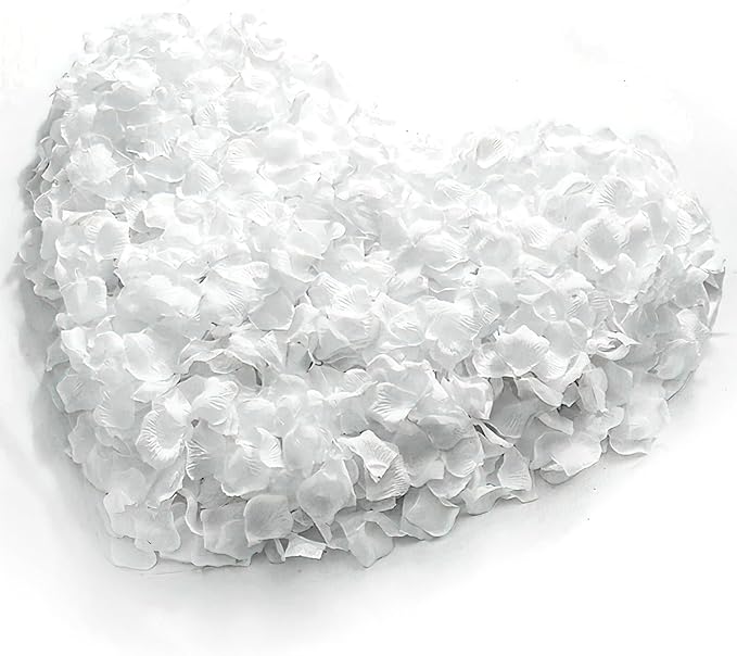 1000Pieces Rose Petals, Artificial Flower Petals Fake Rose Petals for Romantic Night,Wedding,Proposal Anniversary Flower Decorations (White)