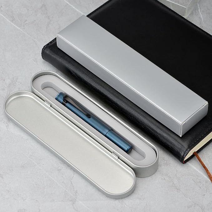 Hongdian M2 Black Forest Mini Fountain Pen, Long Blade Nib & Sleek Shape Aluminium Short Pocket Travel Pen (Midnight Blue)