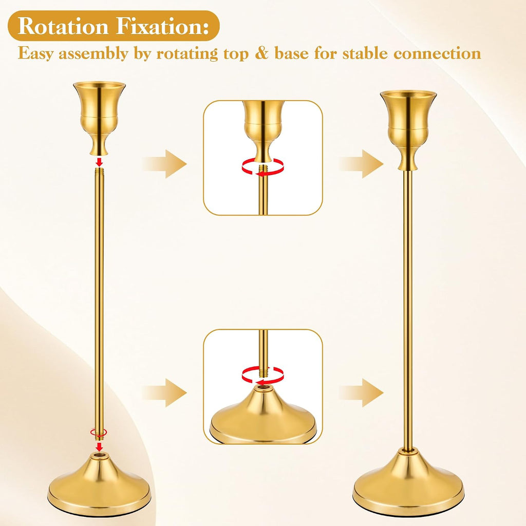 Candlestick Holders-3PCS, Taper Candle Holder for Candlesticks, Metal Taper Candle Holders Glaceful Decor Set for Wedding Centerpieces, Christmas, Birthday Party, Holiday Dinning Table Décor