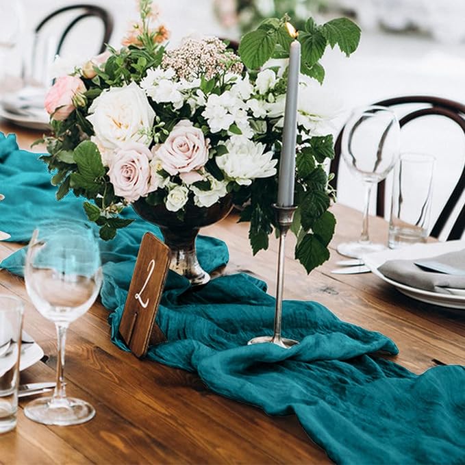 6 Pack Cheesecloth Table Runner 10Ft Christmas Gauze Boho Table Runners for Wedding Decor Bridal Shower Decorations(35" x 120")