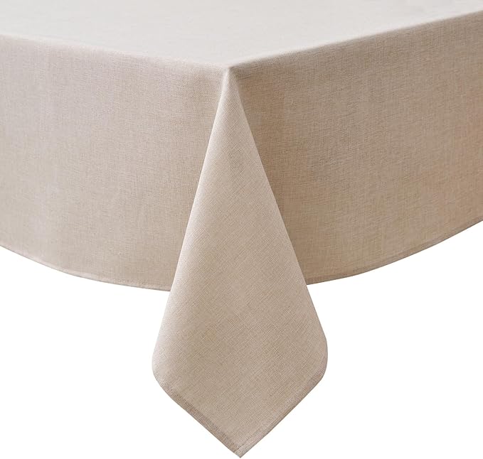 NLMUVW Linen Tablecloth Rectangle 6ft, Rustic Textured Table Cloth Water Resistant Farmhouse Table Cover for Kitchen Dining Party Coffee, 54x96 Inch