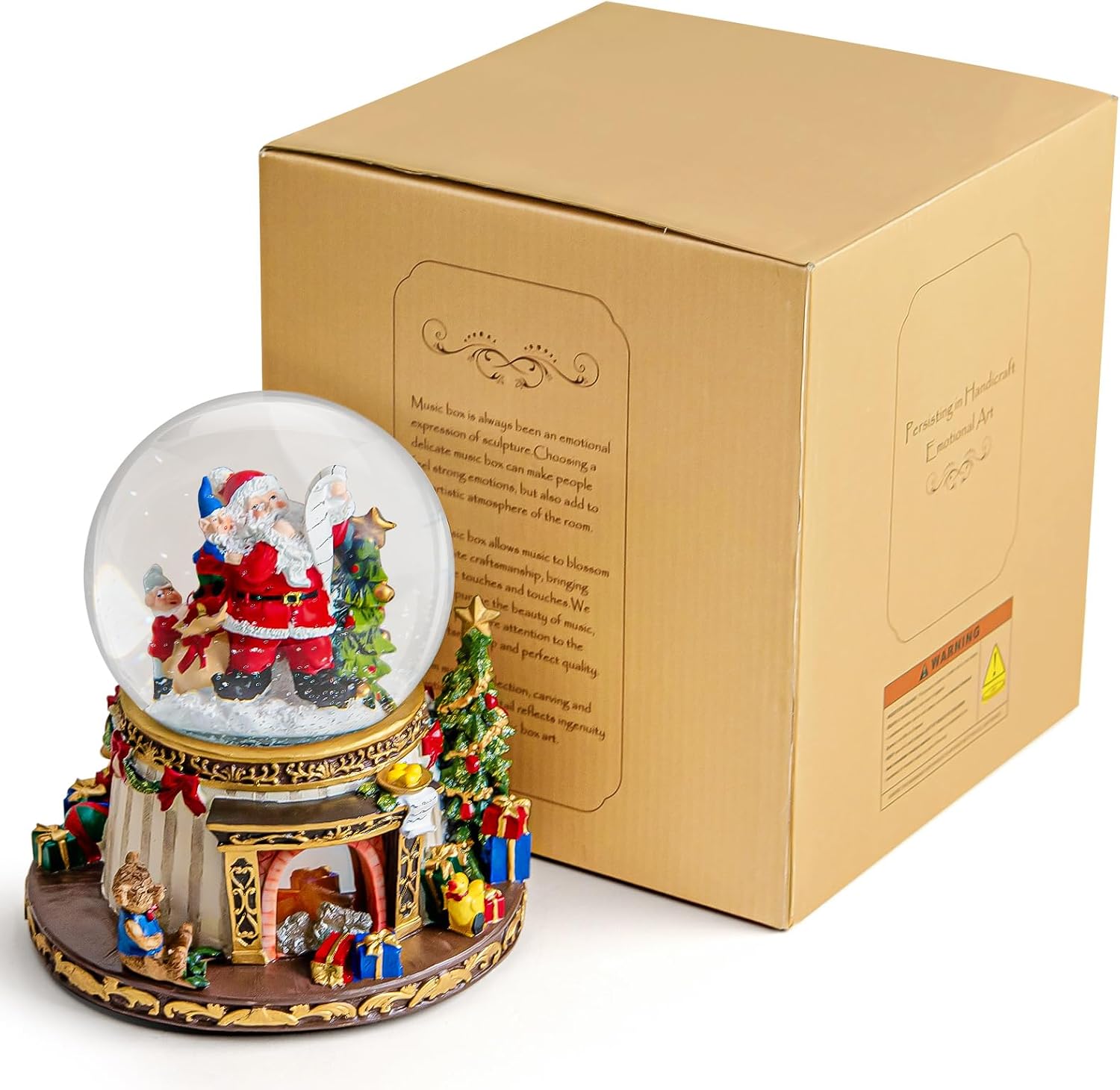 Santa Claus Fireplace Musical Snow Globe,Automatic Snowfall & Fireplace Flame Music Box,Christmas Home Decoration,Ideal Gifts for Family, Girlfriend, Friends,Plays 8 Classic Christmas Tunes
