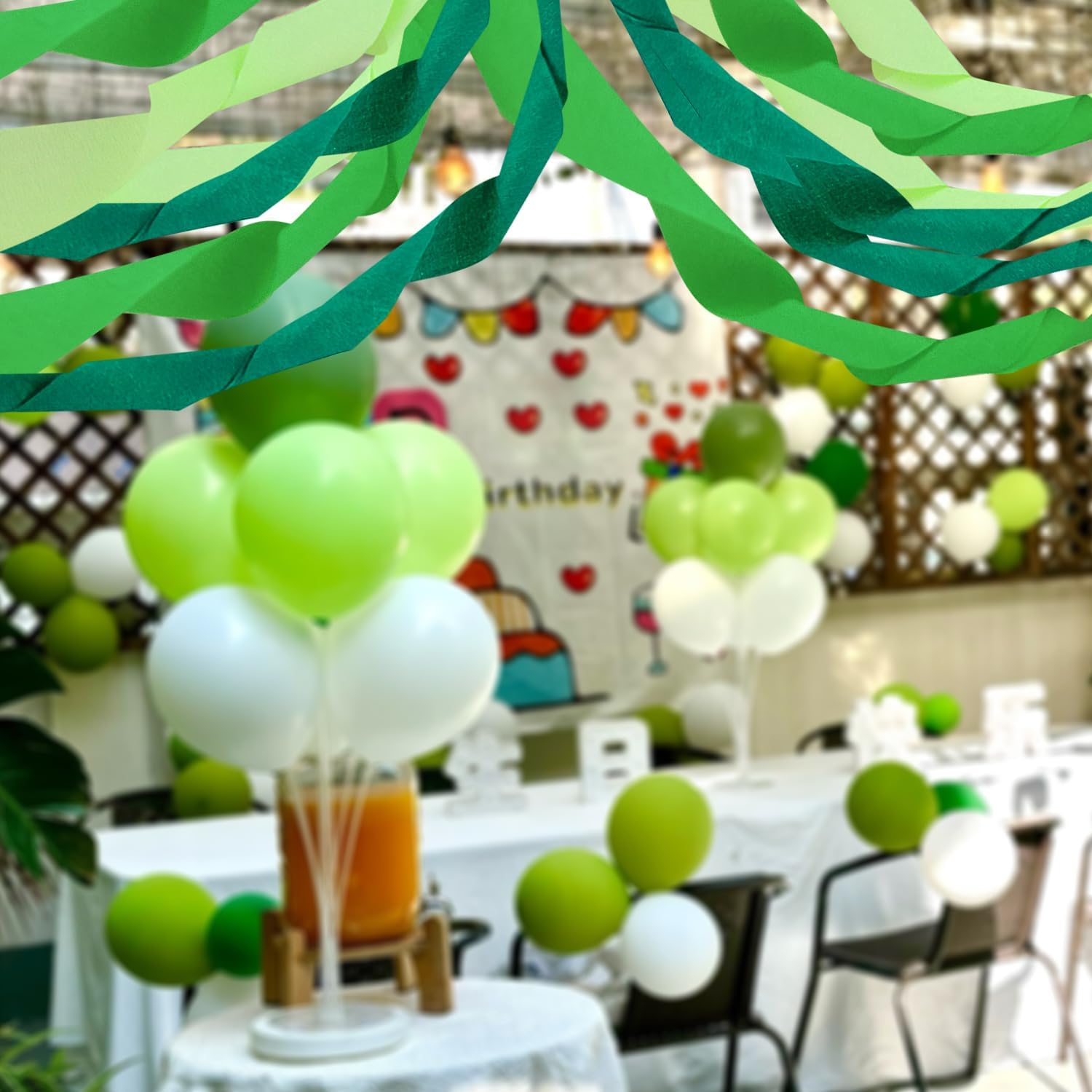 PheiLa Green Crepe Paper Streamers 6 Rolls 492ft, Crepe Paper Birthday Decorations Green Party Supplies for DIY Gift Wrapping Wedding Holiday Party Decor, 1.77 Inch x 82 Ft/Roll